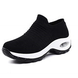 Height Increasing Women Shoes Sport Fashion Sneakers Sock Platform Gym Shoes Breathable Black Tennis Shoes Slip-On Ladies Shoes
