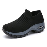 Height Increasing Women Shoes Sport Fashion Sneakers Sock Platform Gym Shoes Breathable Black Tennis Shoes Slip-On Ladies Shoes
