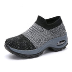 Height Increasing Women Shoes Sport Fashion Sneakers Sock Platform Gym Shoes Breathable Black Tennis Shoes Slip-On Ladies Shoes