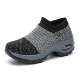 Height Increasing Women Shoes Sport Fashion Sneakers Sock Platform Gym Shoes Breathable Black Tennis Shoes Slip-On Ladies Shoes
