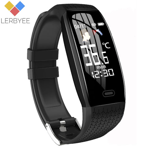 Lerbyee Smart Bracelet T5 Body Temperature Waterproof Fitness Tracker Sleep Monitor Heart Rate Smart Watch Bluetooth Men Women