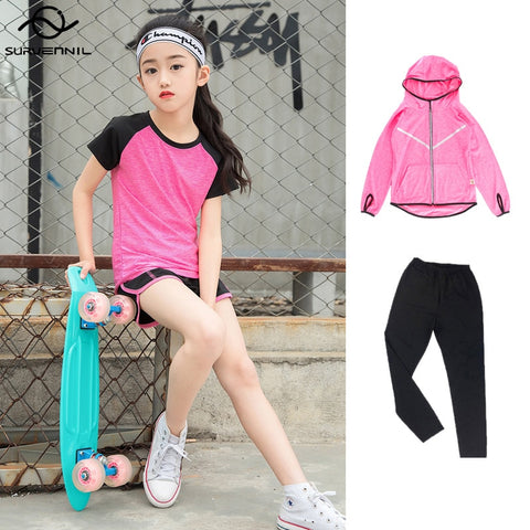 Kids Sports Running Set Girl Sport Suit Jogging Yoga Leggings Underwear Sportswear Gym Tights Fitness Tracksuit Training Clothes