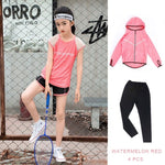 Kids Sports Running Set Girl Sport Suit Jogging Yoga Leggings Underwear Sportswear Gym Tights Fitness Tracksuit Training Clothes