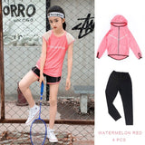 Kids Sports Running Set Girl Sport Suit Jogging Yoga Leggings Underwear Sportswear Gym Tights Fitness Tracksuit Training Clothes