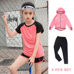 Kids Sports Running Set Girl Sport Suit Jogging Yoga Leggings Underwear Sportswear Gym Tights Fitness Tracksuit Training Clothes