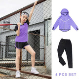 Kids Sports Running Set Girl Sport Suit Jogging Yoga Leggings Underwear Sportswear Gym Tights Fitness Tracksuit Training Clothes