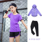 Kids Sports Running Set Girl Sport Suit Jogging Yoga Leggings Underwear Sportswear Gym Tights Fitness Tracksuit Training Clothes