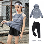Kids Sports Running Set Girl Sport Suit Jogging Yoga Leggings Underwear Sportswear Gym Tights Fitness Tracksuit Training Clothes