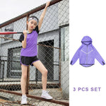 Kids Sports Running Set Girl Sport Suit Jogging Yoga Leggings Underwear Sportswear Gym Tights Fitness Tracksuit Training Clothes