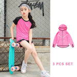 Kids Sports Running Set Girl Sport Suit Jogging Yoga Leggings Underwear Sportswear Gym Tights Fitness Tracksuit Training Clothes
