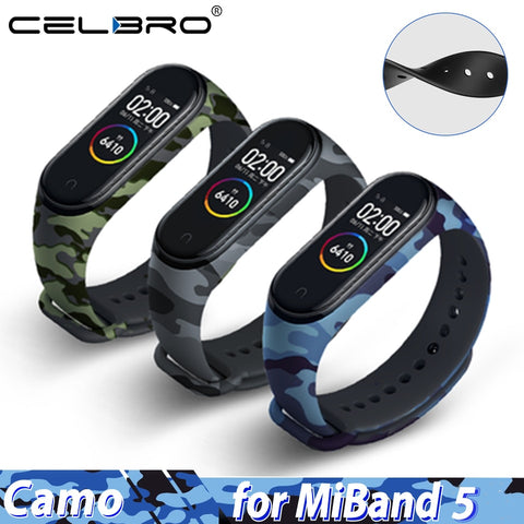Silicone Wristband for Xiaomi Mi Band 5 Strap Replacement Soft TPU Strap Bracelet for Mi Band5 Miband5 NFC Camo Wrist Strap